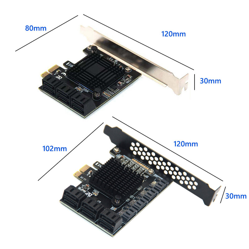 SATA PCIE 1X 4/6/10พอร์ต PCIE X 4/8/16 SATA 3.0 6 Gbps Interface Rate การ์ดเชื่อมต่อ Riser สำหรับ Desktop PC คอมพิวเตอร์