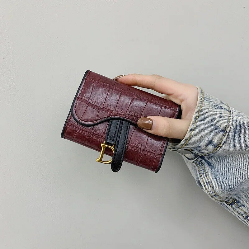 Women Short Coin Purse Multi Card Bag 2021 New Fashion Simple PU Leather Letter Pendant Wristlet Bag Mini Card Cash Holder