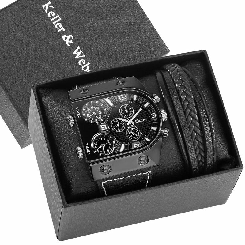 Relógio de pulso casual quadrado dial ampla cinta relógio de quartzo masculino marca de luxo super grande masculino pulseira relógios montre homme