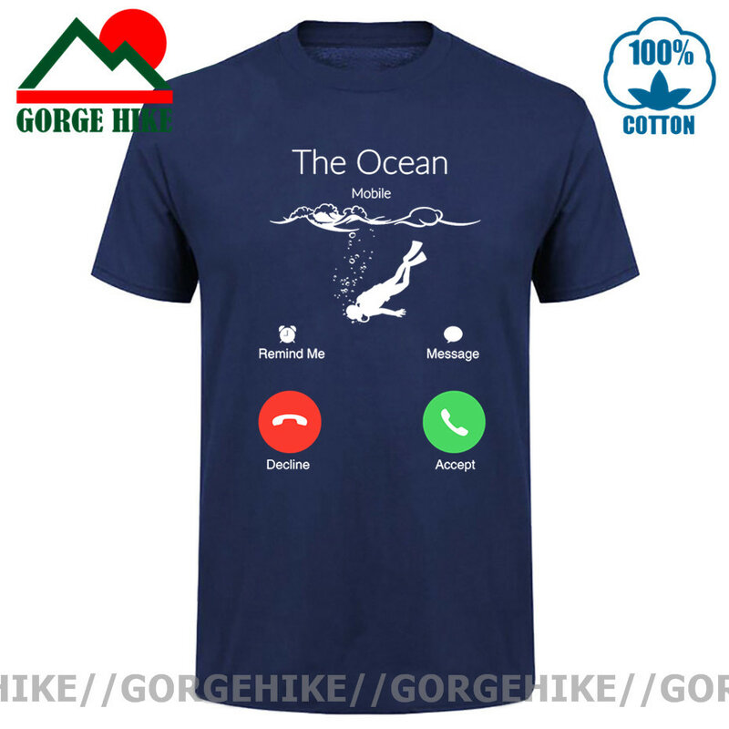 Nova moda o oceano está chamando camiseta mergulho mergulho mergulhador camisa fã presente idéia t camisa engraçado casual mergulho camiseta streetwear