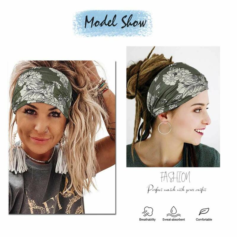 Boho flor headbands impressão do vintage largo nó elástico turbante headwrap para meninas de algodão macio bandana acessórios para o cabelo
