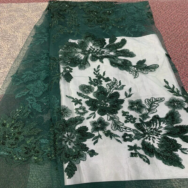 2019 tecido de renda étnico, tecido com flor bordada, voile suíço, alta qualidade, tecido de renda nigeriano com pérolas para noivas