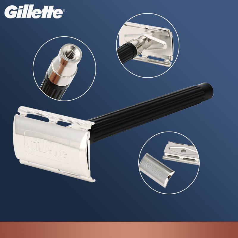 Gillette-cuchillas de afeitar de doble filo para hombre, máquina de afeitar súper azul, maquinilla de afeitar recta, afeitadora Manual para afeitado seguro
