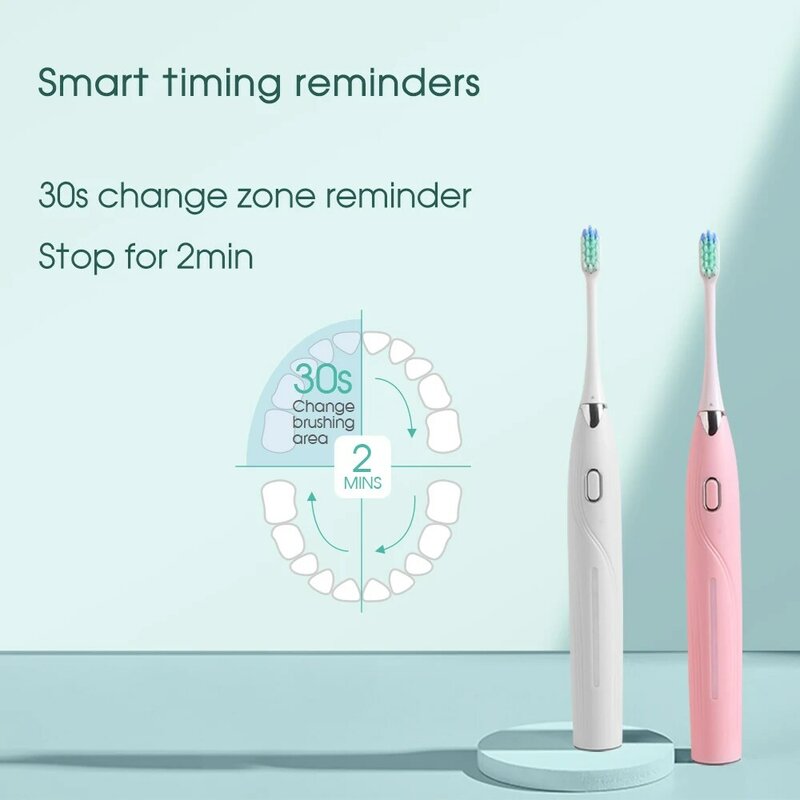 [Boi] ไม้ไผ่ถ่าน DuPont โซนิคไฟฟ้าแปรงสีฟันสำหรับผู้ใหญ่ Wireless Fast Charge IPX7ลึก8หัวแปรง
