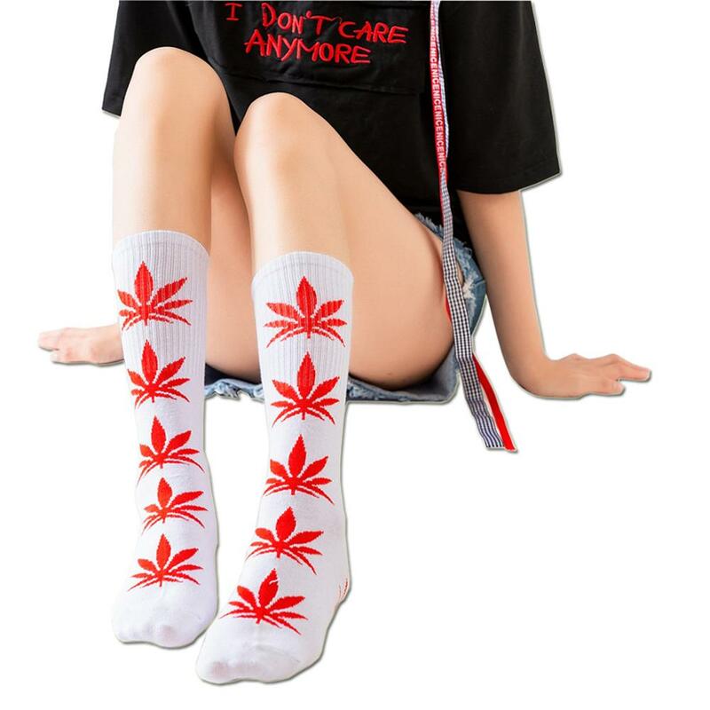Cool Bamboo verano Mujer hombres divertidos tobillo calcetines cáñamo Meias Long Happy Maple Leaf sokken algodón hierba blanco negro Socken