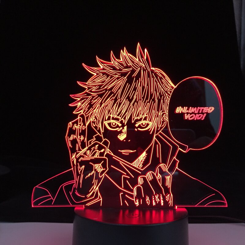 Jujutsu Kaisen Yuji Itadori-Luz Led de noche 3D para decoración de dormitorio, regalo de cumpleaños, lámpara de Anime Satoru Gojo Jujutsu Kaisen