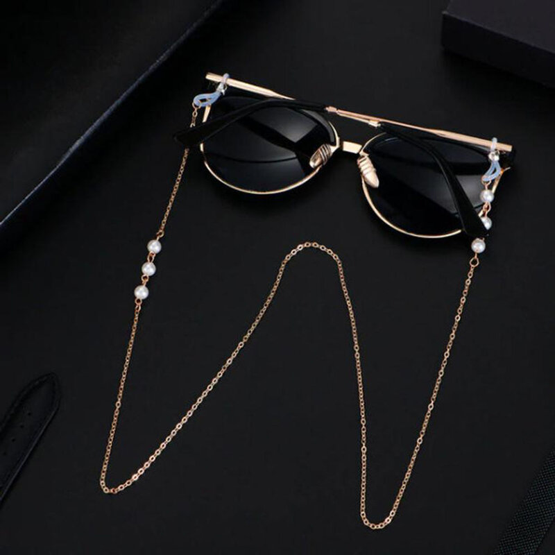 Óculos de sol correntes de máscara para mulher acrílico pérola cristal óculos correntes cordão vidro 2021 moda jóias