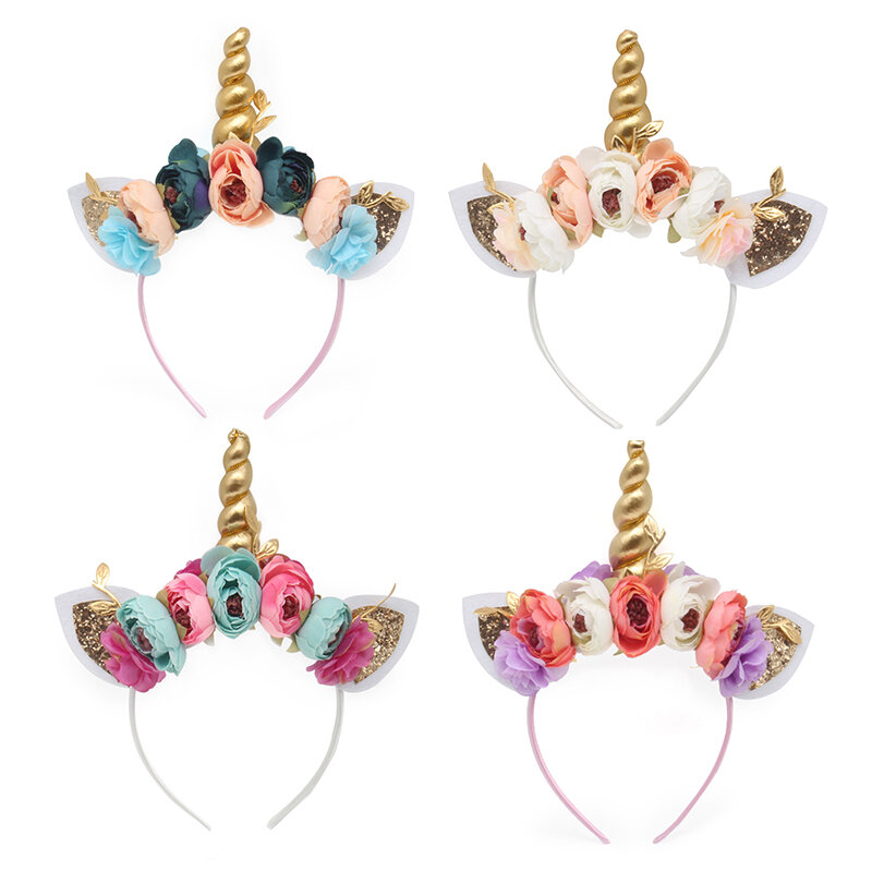 Miss Cute-diademas de unicornio con orejas de gato para niños, accesorios para fotos, diademas de Aro para el pelo de fiesta, accesorios para el cabello para niños