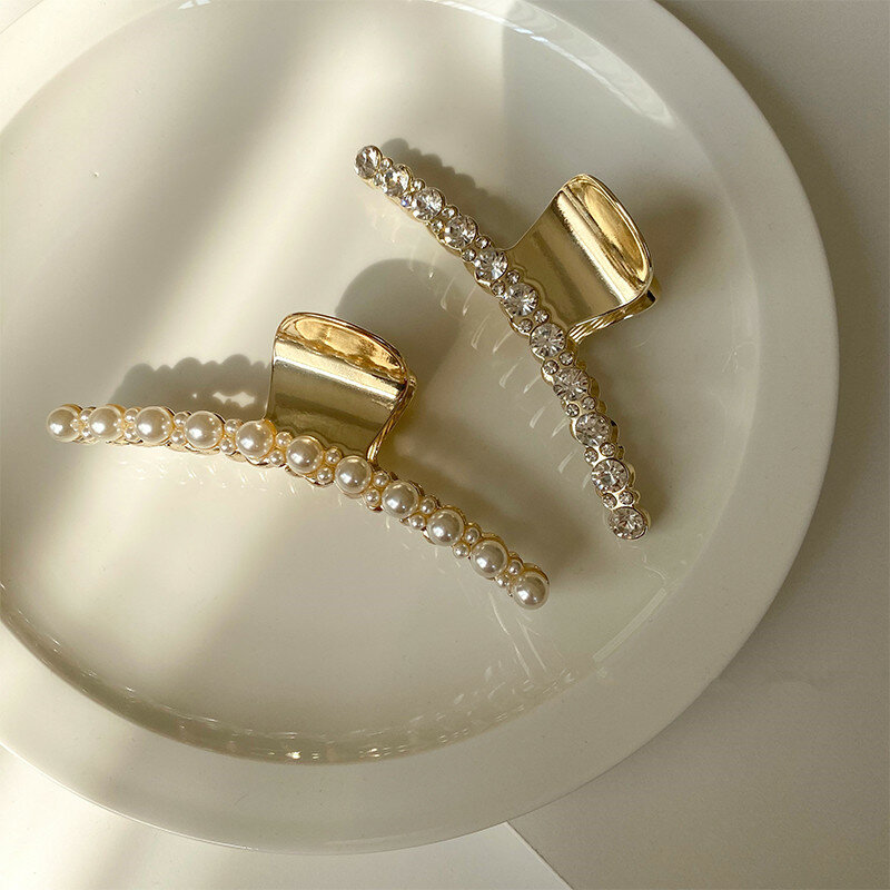AOMU-elegante perla de imitación pinzas de cristal para el pelo horquillas para mujer accesorios para el cabello turbante de cangrejo para niña 1 ud. 