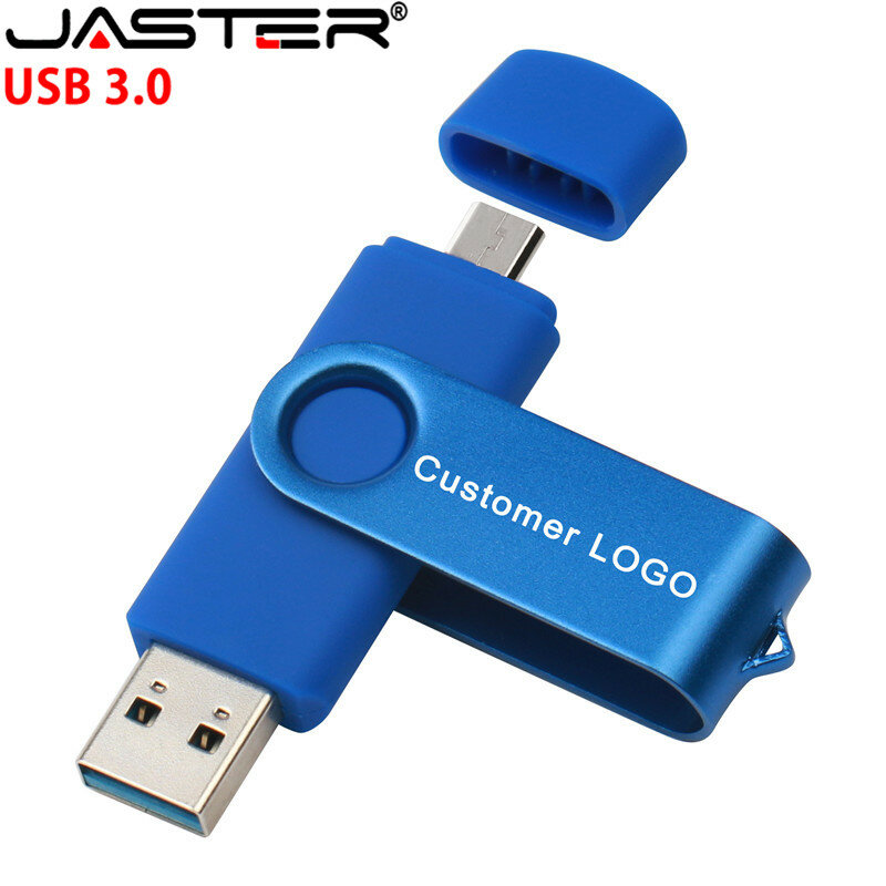 Vendita calda OTG usb 3.0 logo personalizzato pen drive 64G flash drive ad alta velocità memory stick 32G 128G per telefono cellulare micro usb e usb 3.0