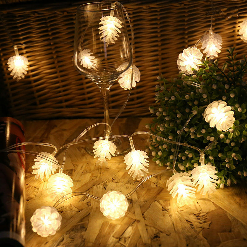 Led 10/20/40/80 Lampu Tali Bola Rotan Lampu Bola Katun Garland Yang Dioperasikan dengan Baterai Lampu Dekorasi Natal Rumah Lampu Led