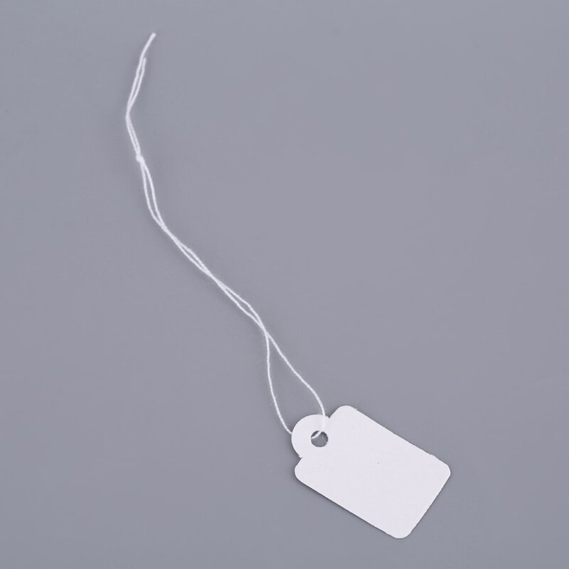 Etiqueta retangular branca para preço, 100 peças com corda etiqueta de joalheria promoção acessórios de loja feito de papel universal em loja