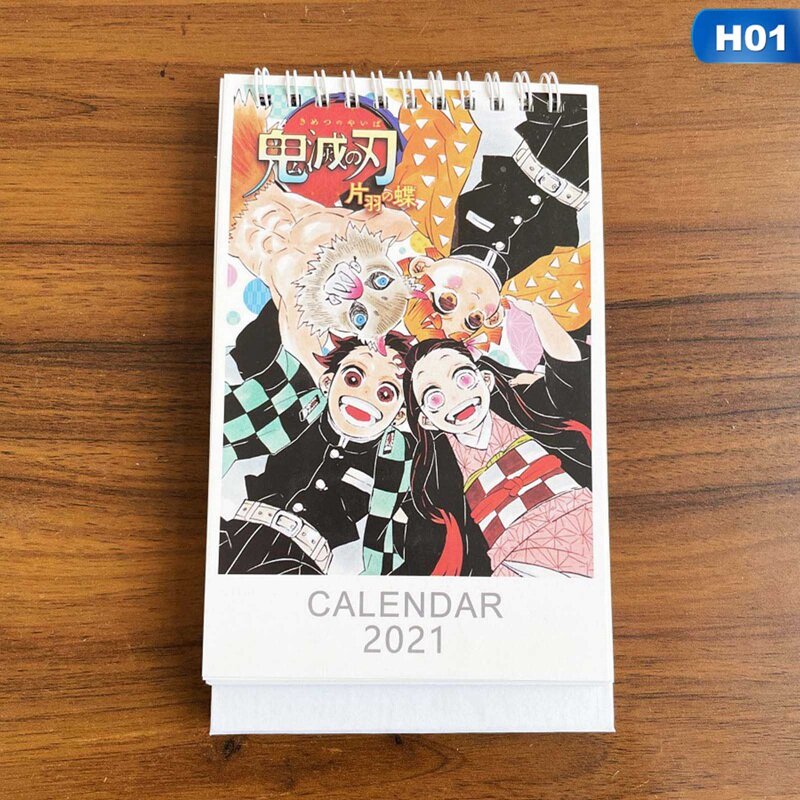 Calendars Daily Schedule Planner 2021 for Anime Demon Slayer Desk Calendar Cartoon Figure Desk School Office Supplies Decoration