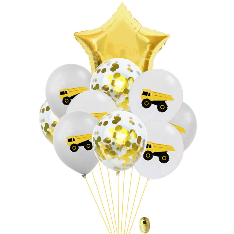 Globos de látex para vehículo de 12 pulgadas, globos de confeti para excavadora, regalos de cumpleaños para niños, decoración para bodas, suministros para fiestas de aniversario