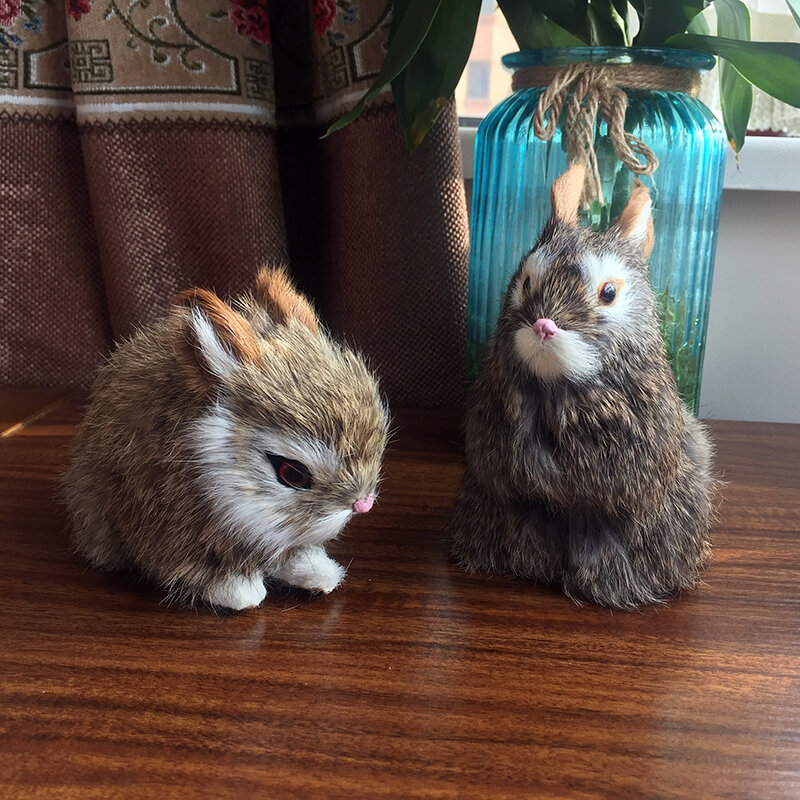 ミニかわいいウサギ/雛ぬいぐるみ毛皮リアルな動物イースターバニーシミュレーションウサギのおもちゃモデル誕生日プレゼントのウサギ人形