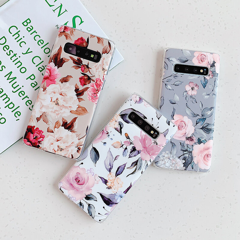 Vintage Flowers Leaves Phone Case For Samsung Galaxy S21 S22 S20 Plus S20 FE Note 20 Ultra A52 A72 A32 5G Soft Bumper Back Cover