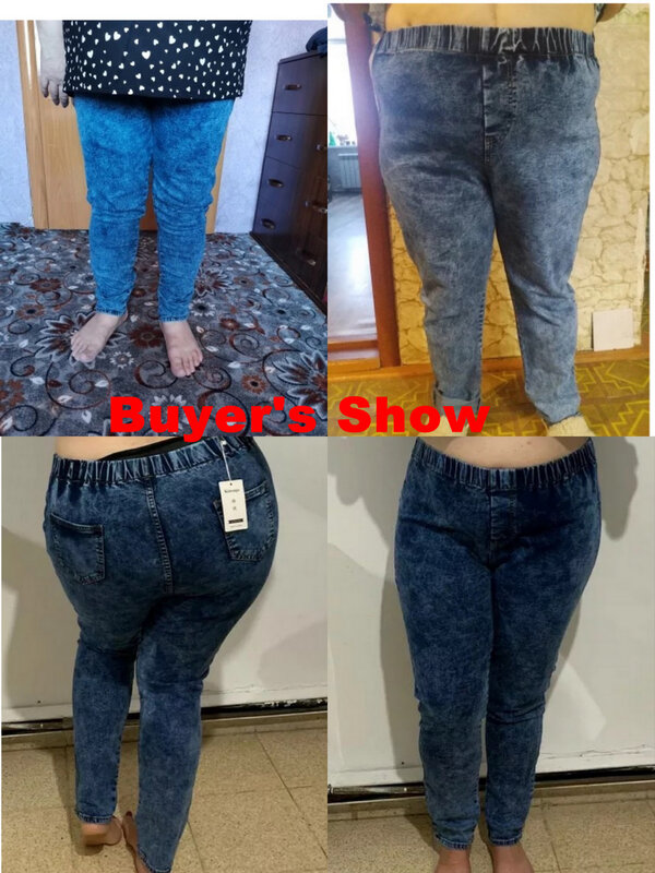 Vrouwen Casual Jeans Elastische Hoge Taille Sneeuw Wassen Potlood Broek Fashion Denim Broek Plus Size 4XL 5XL Mom Jeans Ouc1032