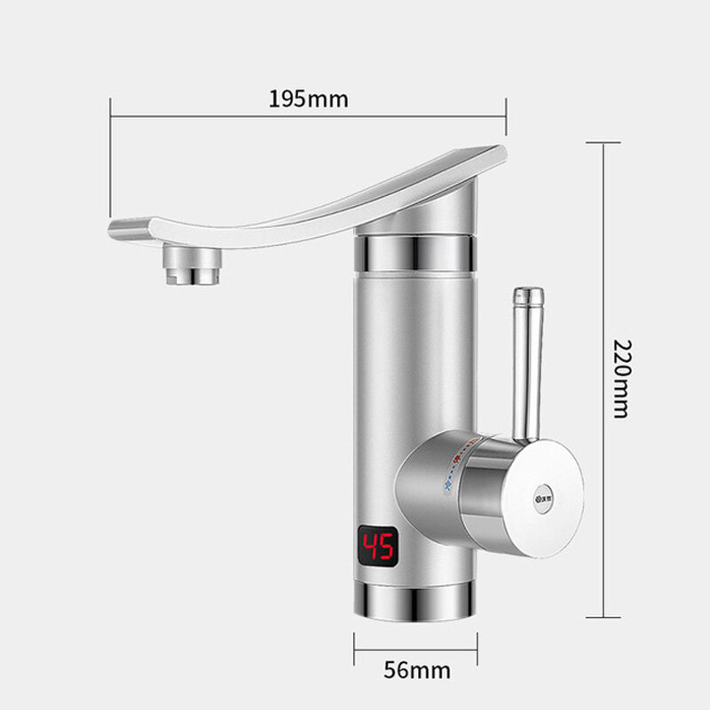 200V 3000W Electric Instant Hot Water Heater Faucet LED Ambient Light Temperature Display Bathroom Kitchen Cold Heating Tap