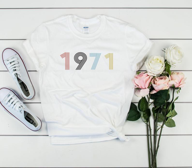 Camicia da 50 ° compleanno vintage, t-shirt 1971 in edizione limitata, regalo per lei e per lui regali di 50 ° compleanno, camicia UNISEX da 50 ° partito