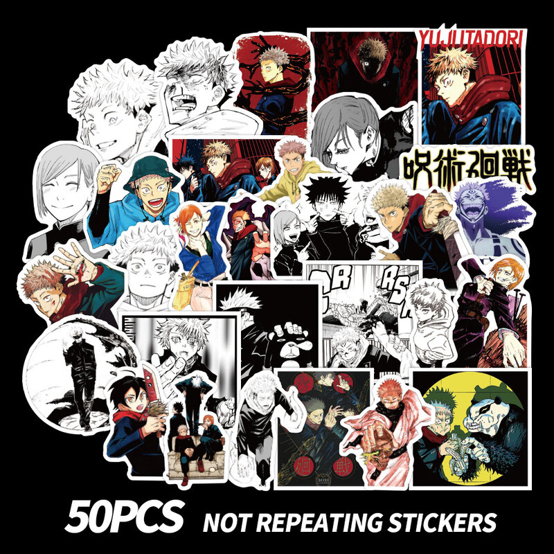 Jujutsu Kaisen Pvc Stickers 50 Vellen Waterdichte Japanse Anime Persoonlijkheid Diy Graffiti Speelgoed