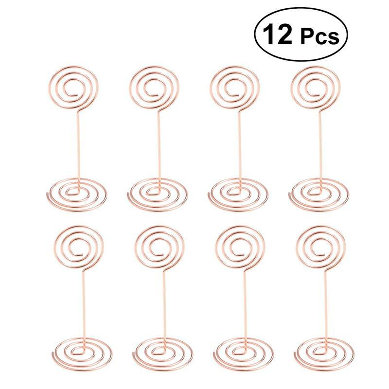 12pcs supporti per foto supporti per numeri da tavolo posizionare clip per Menu di carta per matrimonio (argento)