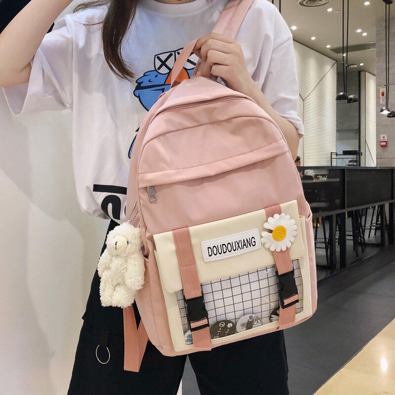 JULYCCINO-mochila escolar Harajuku con flores para mujer, bolso escolar de nailon resistente al agua, estilo Kawaii