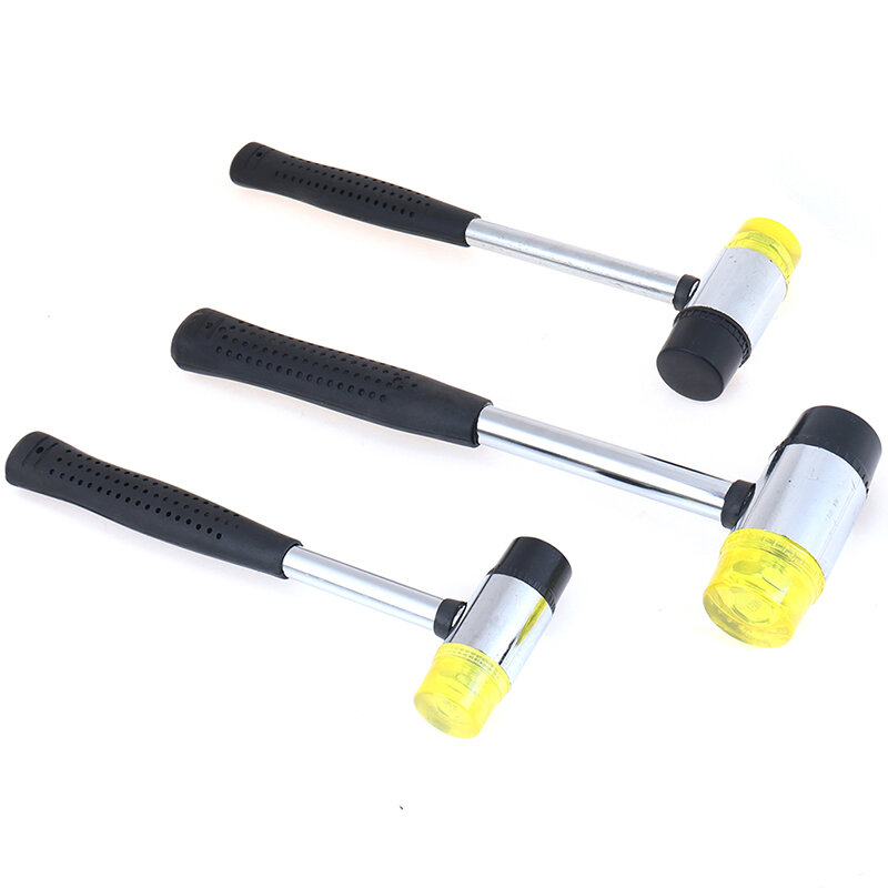 Double Face Soft Touch Hammer Black Plastic Coated Grip Double Head Rubber Hammer Handheld Tool Leather DIY (Hammer Head Only)