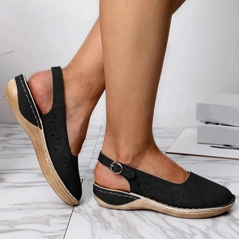 Women Sandals Newest Fashion Low Heels Casual Buckle Strap Design Style Soild Concise Shoes for Ladies Zapatos De Mujer KE334