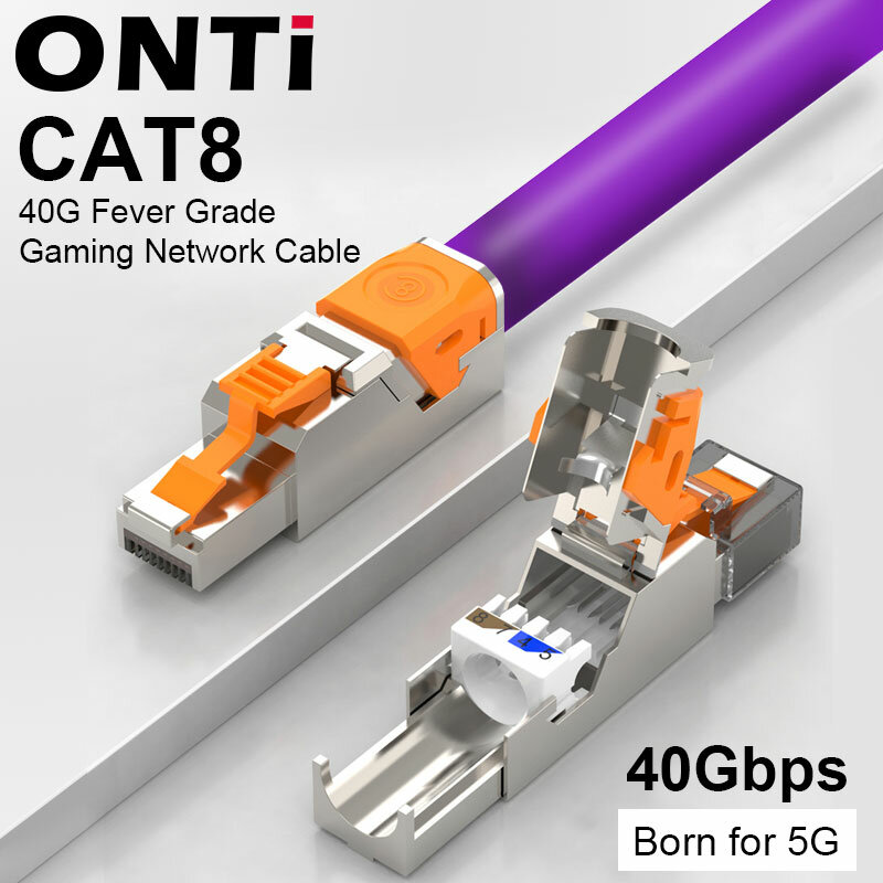 ONTi Cat8 Kabel Ethernet Bulat Kabel Jaringan Kecepatan Tinggi 40Gbps SSTP UTP 2000MHz CAT8 untuk Modem Router PPcPs4 Tv Laptop RJ45 Kabel