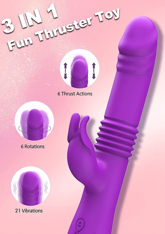 Thrusting Vibrator กระต่าย Dildo สำหรับผู้หญิง,Clitorals เครื่องกระตุ้นผู้หญิง Pleasure,หมุน G Spot Vibrator เพศของเล่น