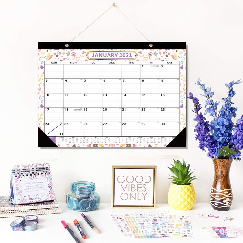 2021 parede pendurado calendário anual diário mensal agenda agenda anual organizador artigos de papelaria escola material de escritório