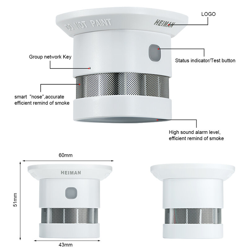 Heiman zigbee tuya detector de fumaça alarme incêndio sistema casa inteligente 2.4ghz alta sensibilidade segurança prevenção sensor frete grátis