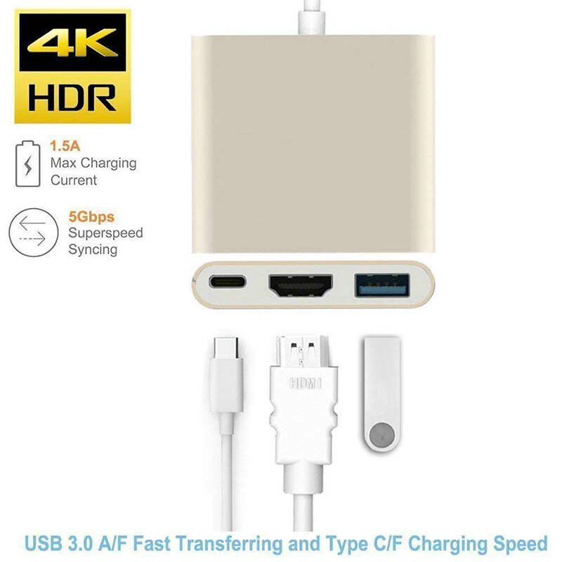 For Apple Macbook Air PC Laptop Mouse Computer USB 3.1 Type C Interface Hub HD 4K Adapter USB Connector Assembly HDMI-compatible
