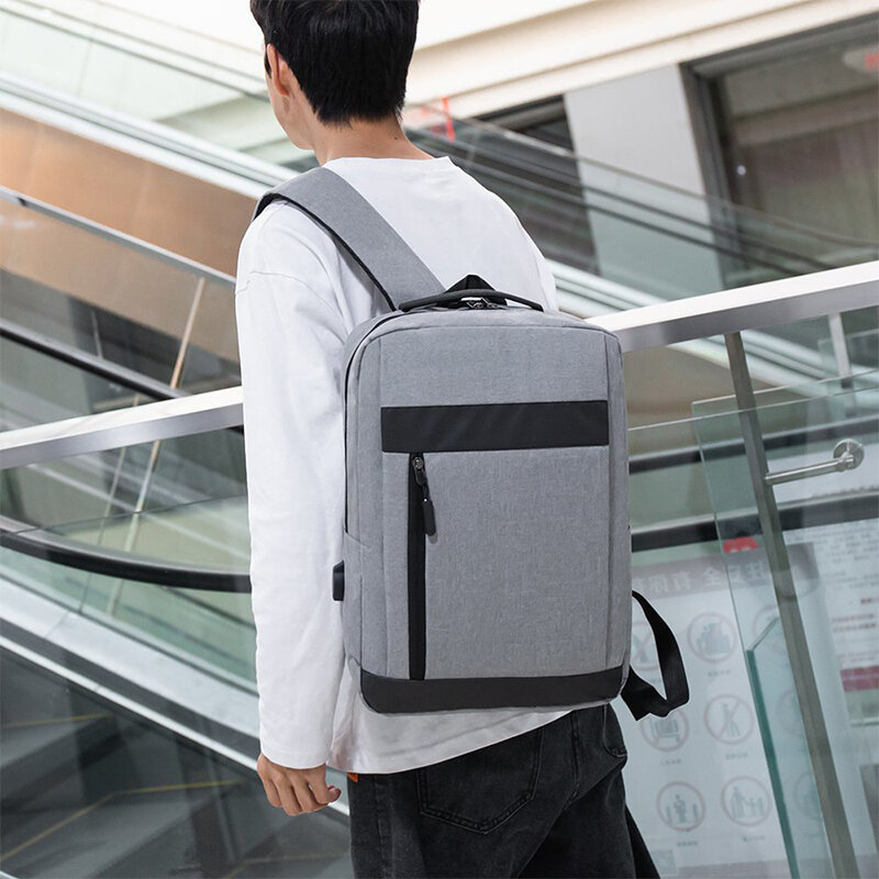 Mochila con interfaz USB para hombre, bolso de viaje para ordenador portátil, al aire libre, de gran capacidad, estilo Preppy, informal, a la moda