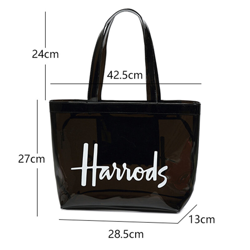 Summer Clear Tote Jelly Handbags with Zipper Closure PVC Washable Shopping Bag Transparent Security Work Shoulder Bags
