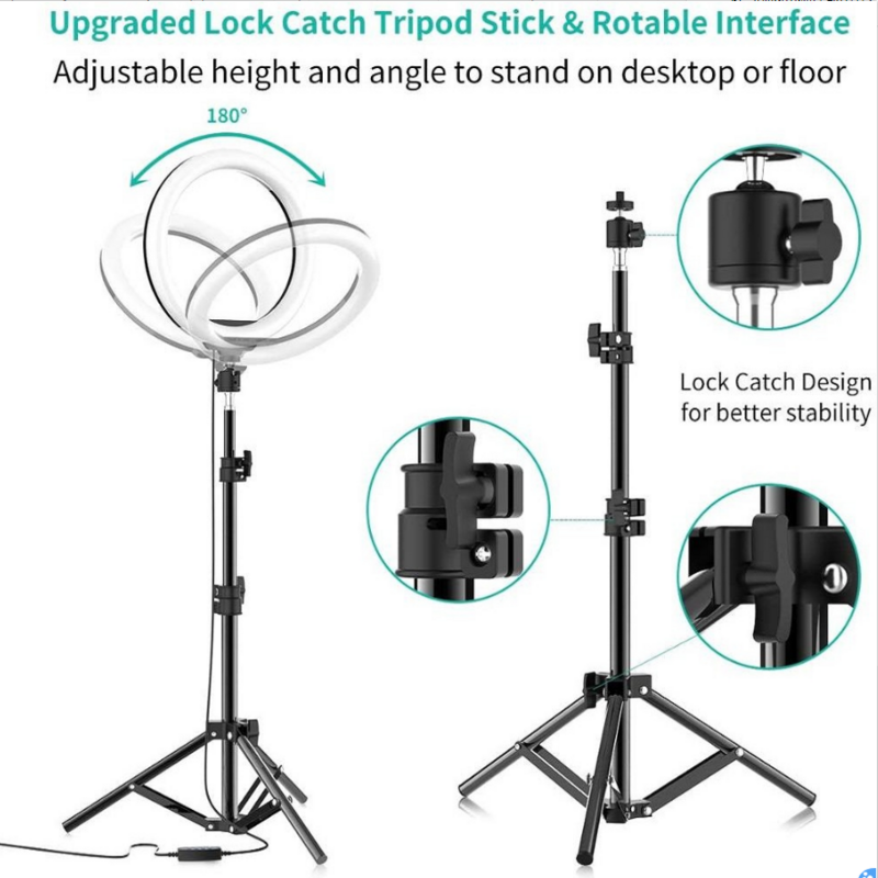 Photography LED  Selfie Tripod  26cm For Phone Adjustable Bluetooth Ring Light Remote Lamp Studio Holder Youtube Live