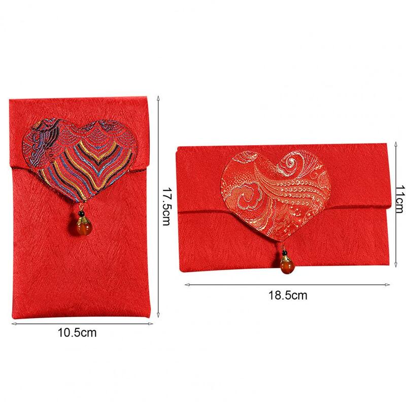 Porte-monnaie porte-bonheur Style chinois, pochette en Satin rouge faite à la main, broderie Festive de bonne augure, sac d'argent porte-bonheur, cadeaux du nouvel an 2022