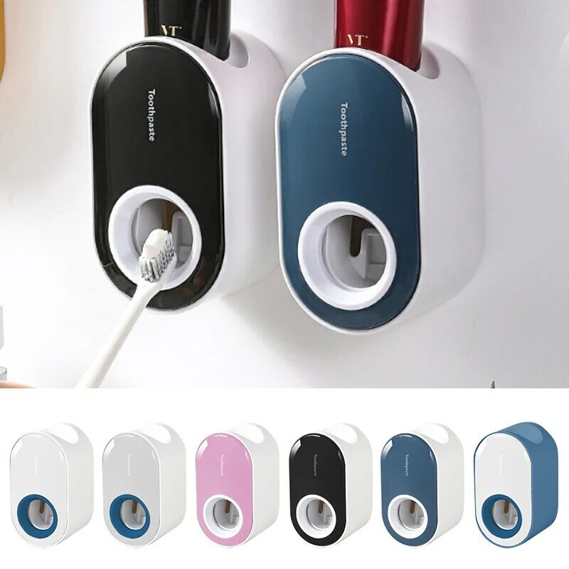 Dispensador automático de pasta de dientes, soporte de pared a prueba de polvo, exprimidor de Set de accesorios de baño para almacenamiento