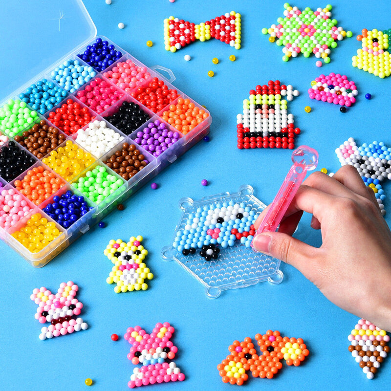 Isi Ulang Hama Beads Puzzle Aquabeads DIY Set Manik Semprotan Air Permainan Bola 3D Mainan Sulap Buatan Tangan untuk Anak Perempuan