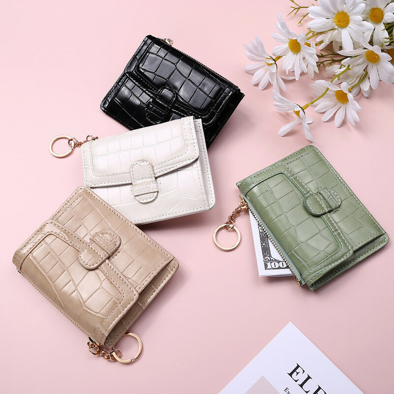 2021 neue Mode 1pc Mini Brieftasche Kredit Multi-karte Halter Fashion Pu Zipper Student Frauen Geldbörse Vintage schnalle Brieftasche