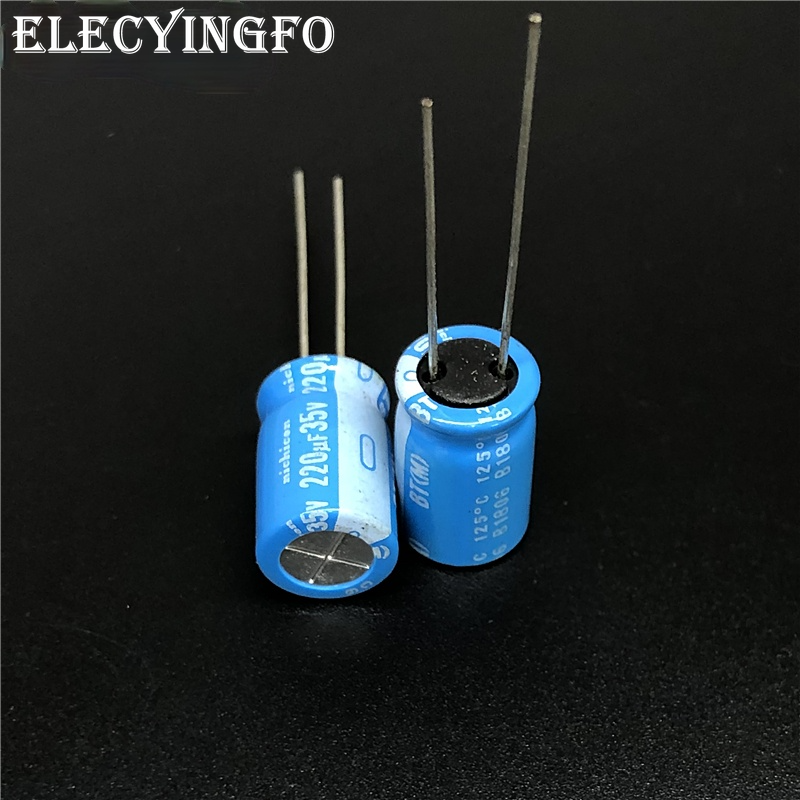 Nichicon-capacitor eletrolítico, alta confiabilidade, 220uf 35v220uf, série bt, 10x16mm, 5 peças
