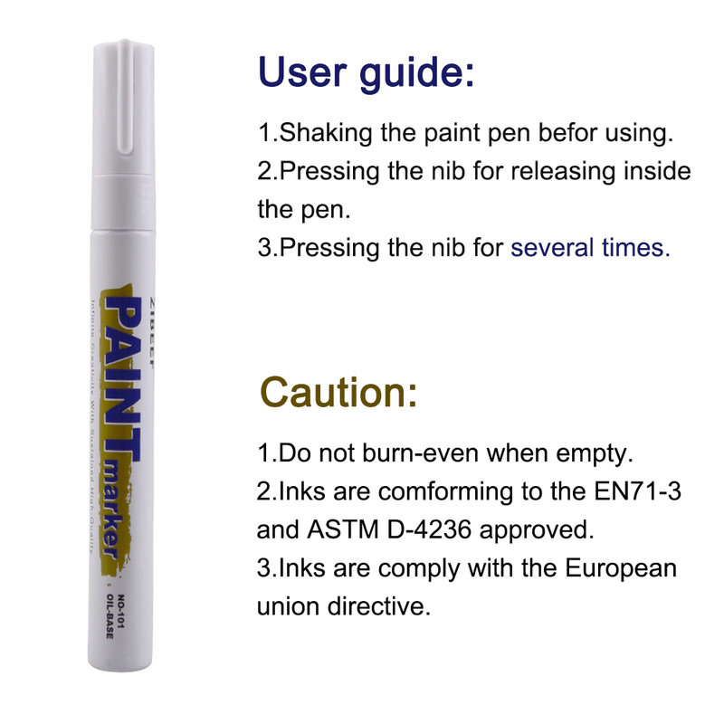 3pcs Car White Tyre Paint Marker Pens Waterproof Permanent Pen Fit For Car Motorcycle Tyre Tread Rubber Oil Based Dropshipping