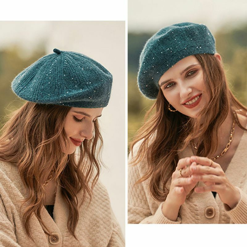 Inverno outono elegante boina lã malha quente estilo francês vintage pintor boné macio respirável temperamento abóbora chapéu para mulher