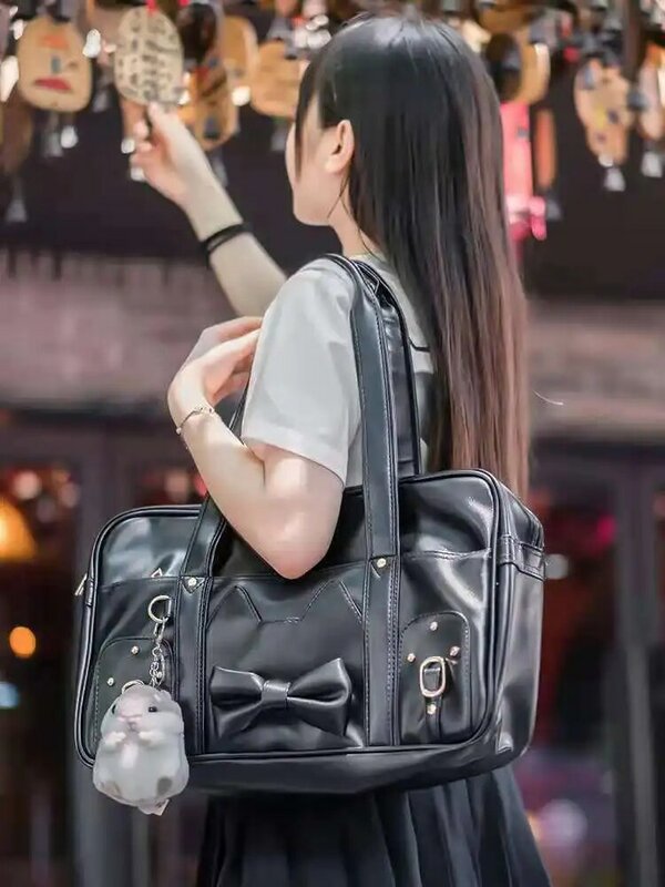 Cosplay Anime Japan School Student Preppy JK Uniform Lether Bow Bag Backpacks Shoulder High Quality Women Men Handbag Packet