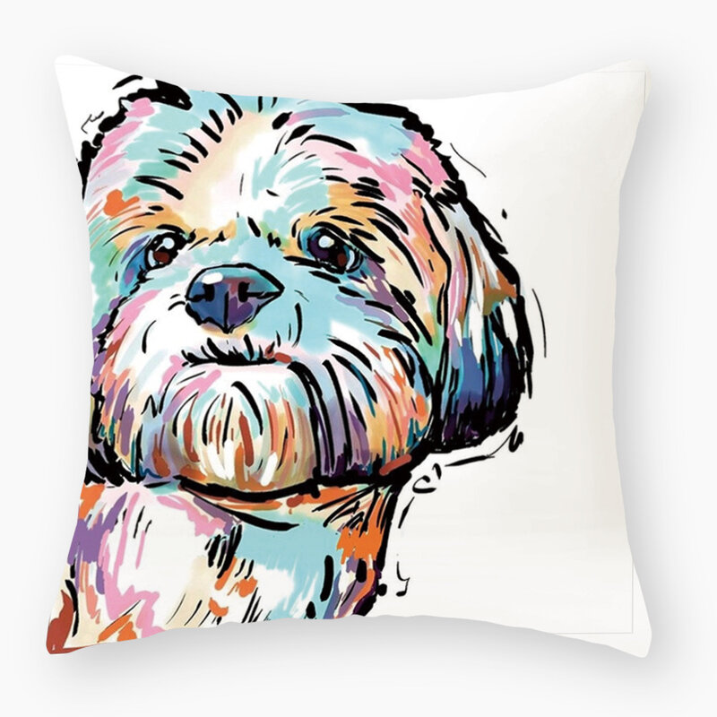 Housse de coussin imprimée chien, taie d'oreiller 45x45, en Polyester, décoration de la maison, pour canapé