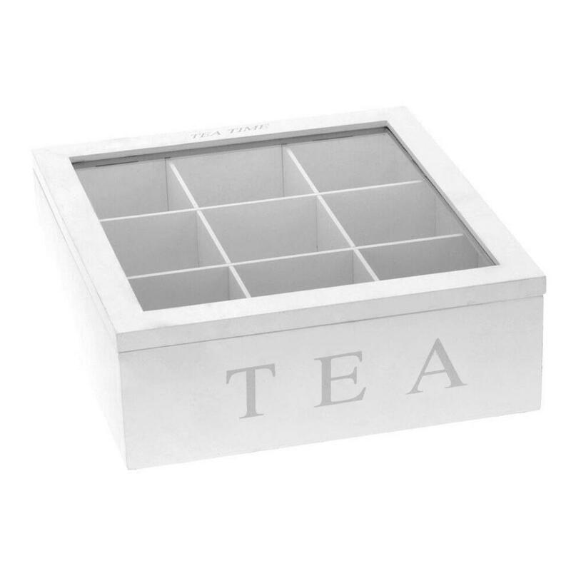 Caixa de chá de bambu estilo retrô com tampa, 9 compartimentos, saco de chá de café, suporte de armazenamento, organizador de chá para armários de cozinha acessórios
