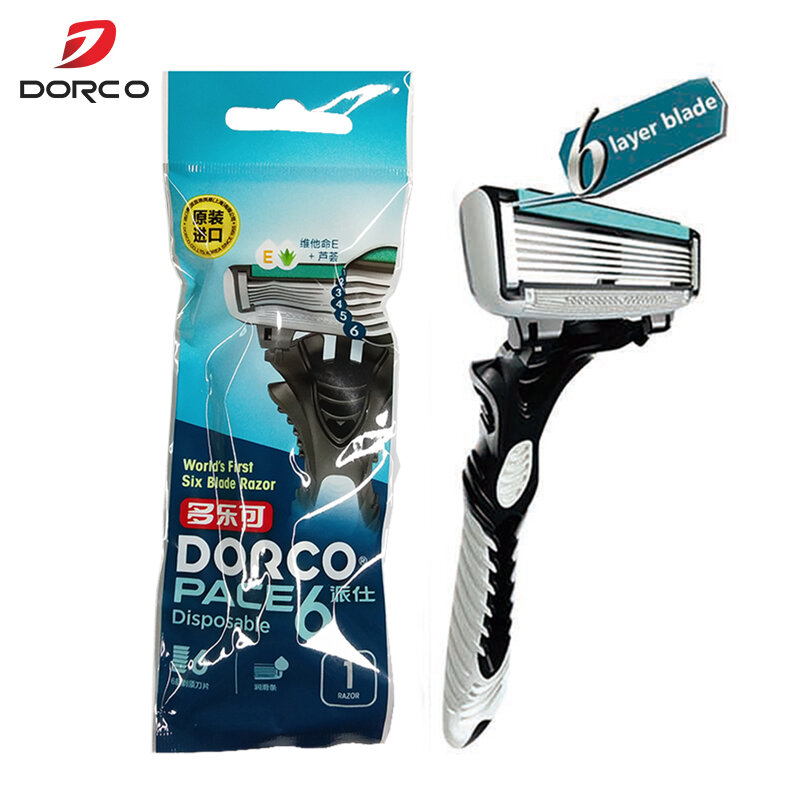 Dorco – lames de rasoir de sécurité en acier inoxydable, pour hommes, à 6 couches