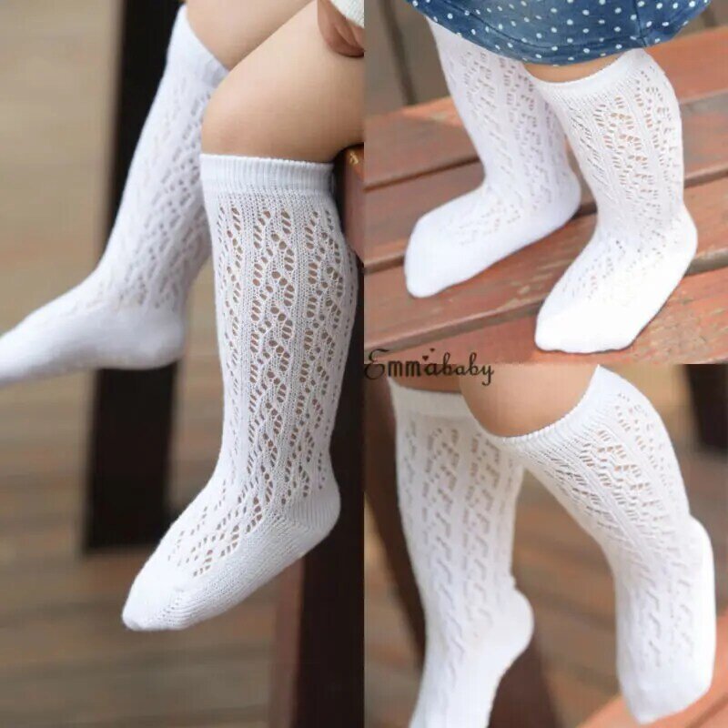 0-4 Y Baby Girl Kid Infant Toddler Soft Cotton Knee High Princess Socks Stockings Summer Hollow Breathable Solid Infant Stocking