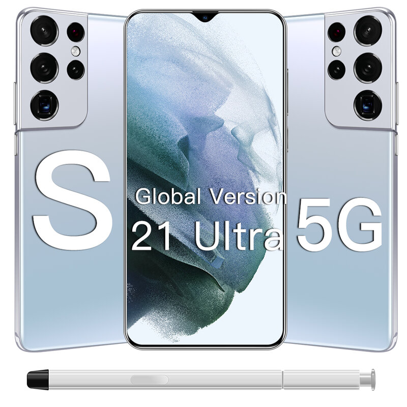 Teléfono Inteligente S21 Ultra 5G, versión Global, 16 + 512GB, Android 11,0, Batería grande de 6800mAh, 32 + 50MP, Qualcomm888, identificación facial, más nuevo