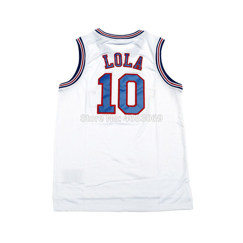 Costume Space Shirts Jam Tops Movie Tune LOLA Squad Bunny #10 Basketball Jersey Stitched White Color S M L XL JORDAN Tops Tee